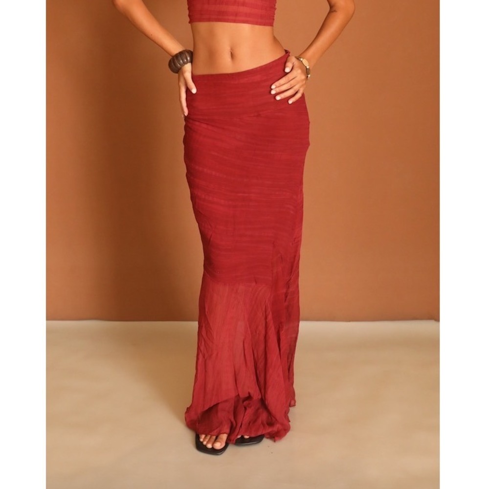Ranaco Sirene Silk Maxi Skirt in Hibiscus Mermaid Boho Small NWT